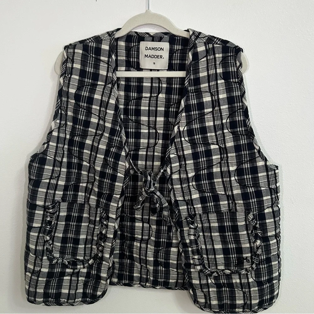 Damson Madder plaid quilted bow vest - Picture 3 of 9